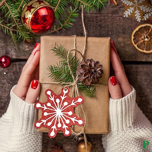 Miniatura 4 de Etiquetas de regalo, 60 unidades con cuerda United (15 purpurina surtida, papel de aluminio, diseños de Navidad impresos para envoltura de regalos