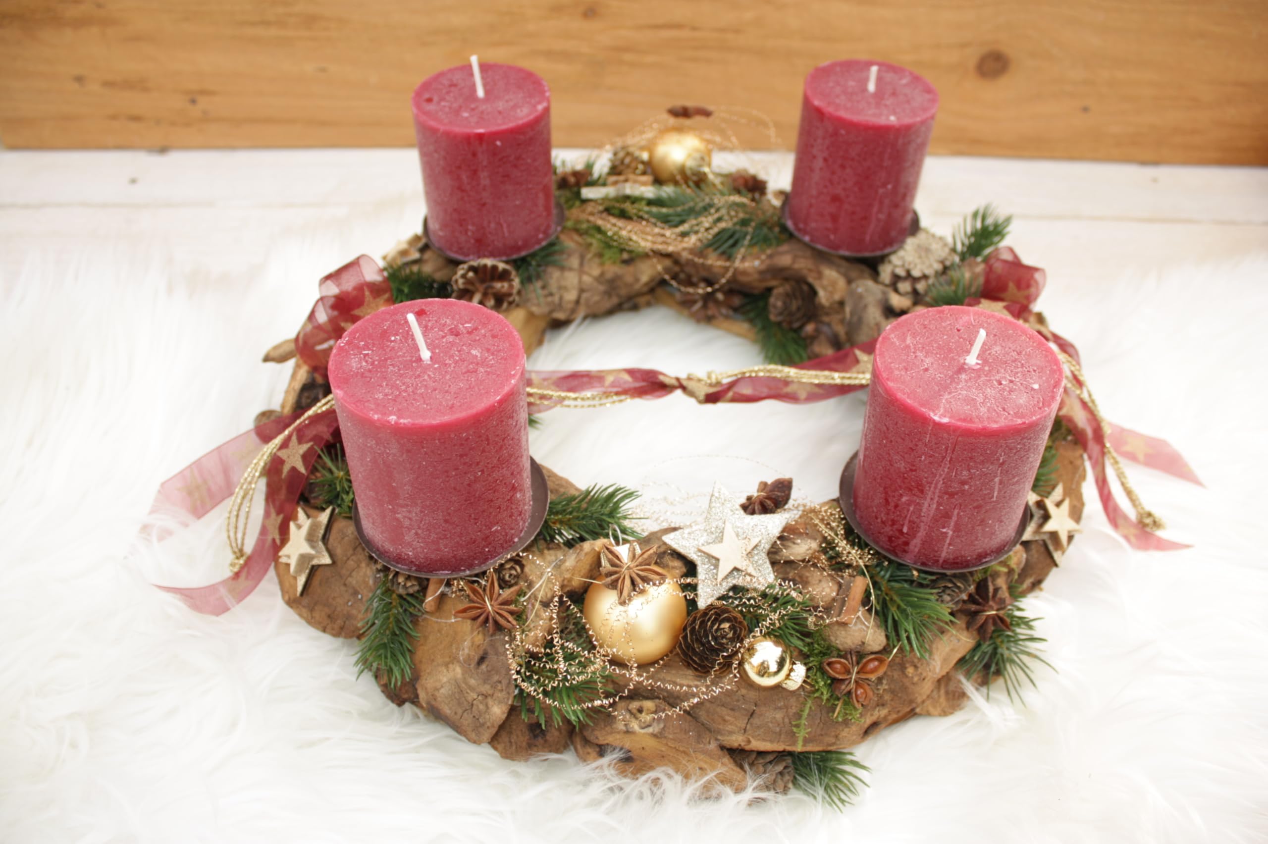 Adventskranz D40cm Altrot haltbar