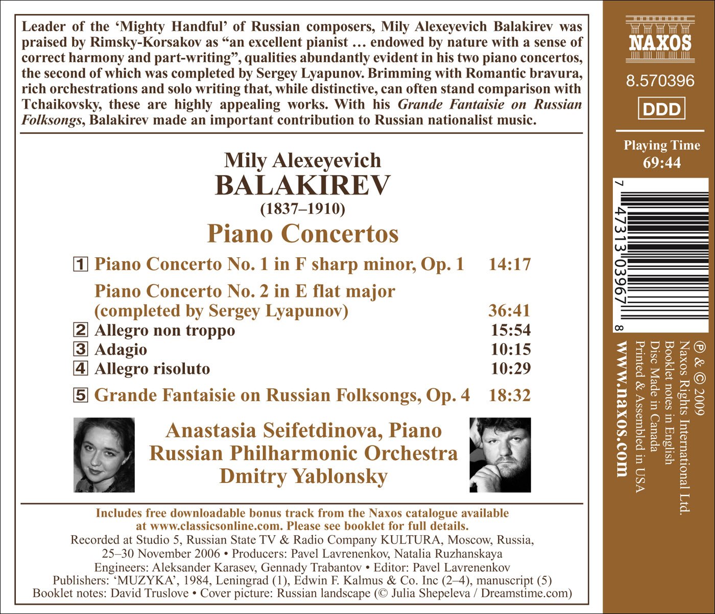 Balakirev : Concertos pour piano - Grande Fantaisie