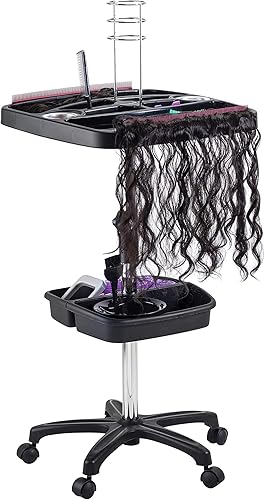 DOMPEL Mega Hair Trolley Station Modelo 501 | Organizador de peluquería elegante y funcional con espacio de almacenamiento adicional