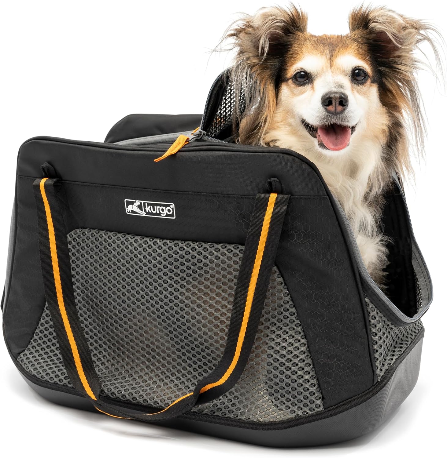 Kurgo Explorer Dog Carrier - Comfortable Carrier for Travel - Water-Resistant Armorsole Base - Airline Compliant - Storage Pocket - for Cats & Small Dogs up to 20 lb - Black/Yellow