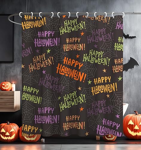 Miniatura 7 de MAMUSE - Cortina de ducha de Halloween para baño, bonita cortina de baño de terror, gótica y esqueleto, decorativa, impermeable, diseño único,