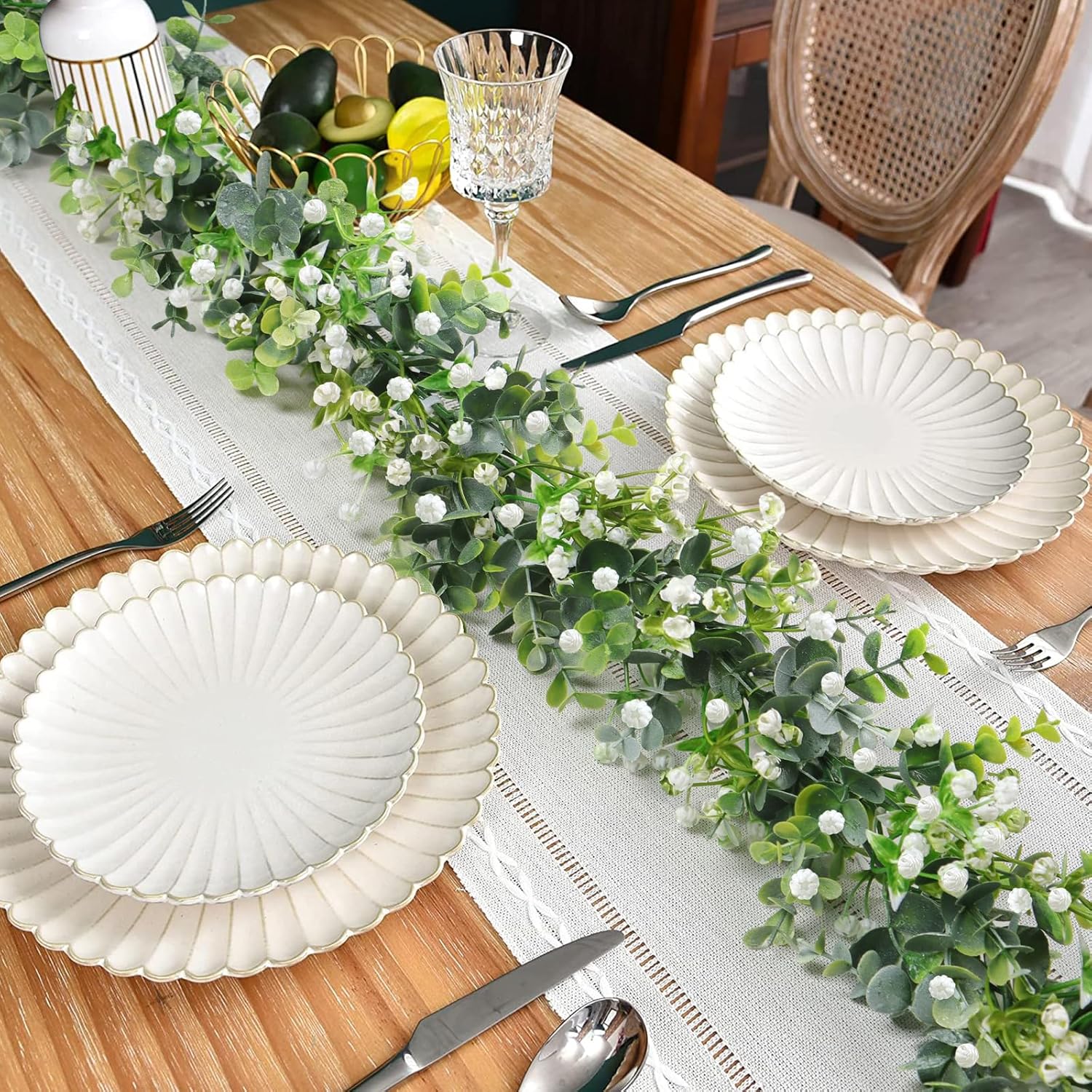 SOMYTING Artificial Eucalyptus Garland 2 Packs 6Ft Faux Eucalyptus Garlands Eucalyptus Leaves Table Greenery Garland Wreath Vines Artificial Vine Plants for Wedding Backdrop Arch Party Decor (2PCS) - Image 3