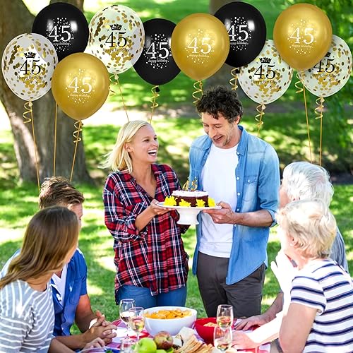 Miniatura 3 de Globos de cumpleaños número 45 para hombres, 15 globos de feliz cumpleaños número 45, globos de decoración de fiesta de cumpleaños número 45 para