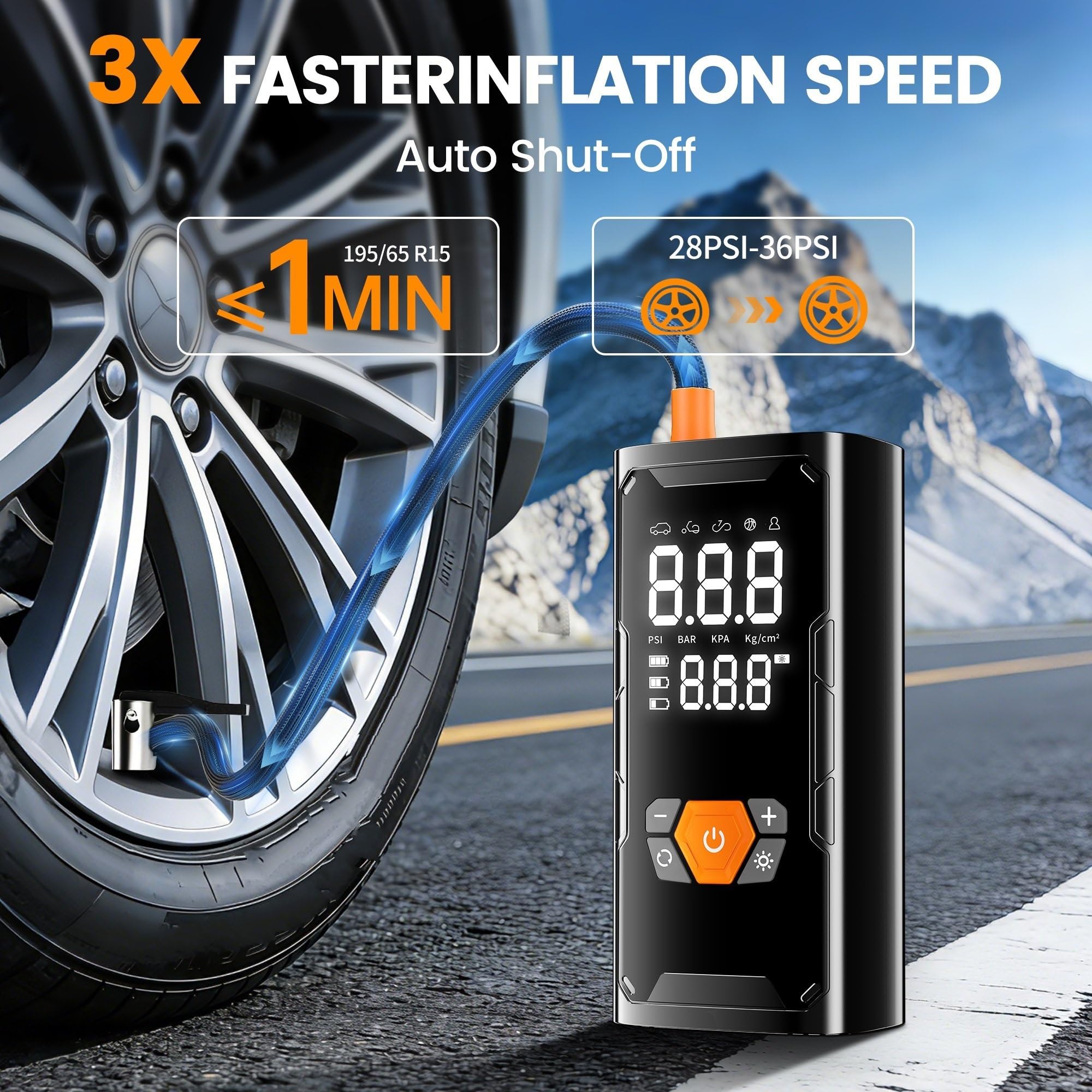 Compresseur Air Gonfleur de pneu sans fil portable Gonfleur Electrique