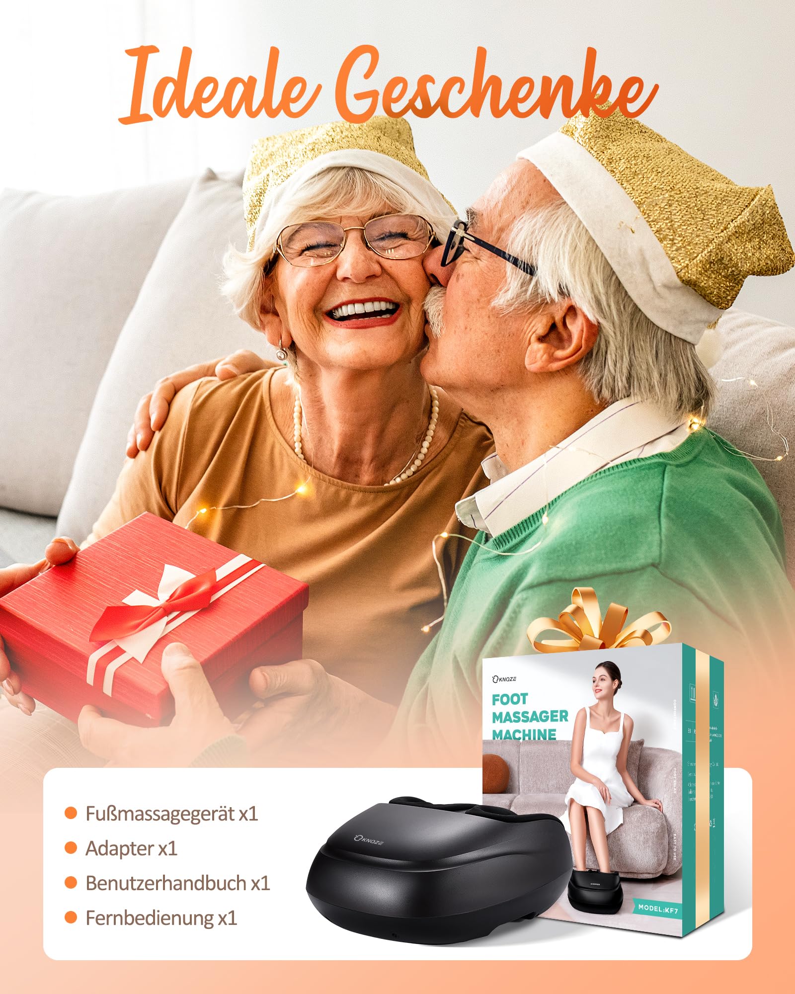 KNQZE Fußmassagegerät, Fussmassagegerät Elektrisch mit Wärmefunktion, Tiefenknet Shiatsu fußmassage für Plantarfasziitis & Neuropathie, Geschenke für Mama Frauen, Männer, Bis Schuhgröße 47