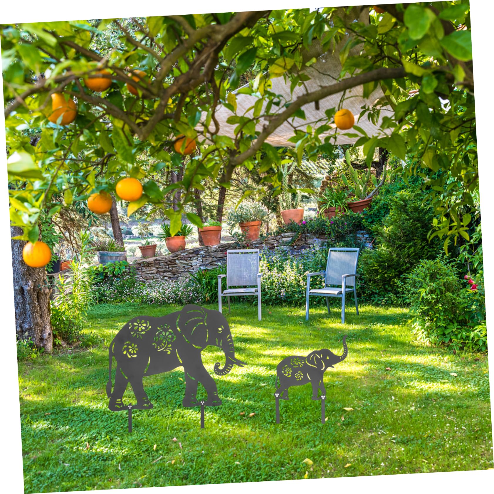 HANABASS Puntali da Giardino Animale in Ferro Neri, 2 Pezzi | Decorazione per Vialetto e Prato, Uso Esterno, Installazione Semplice, Decorazione Animale per Appassionati di Giardino