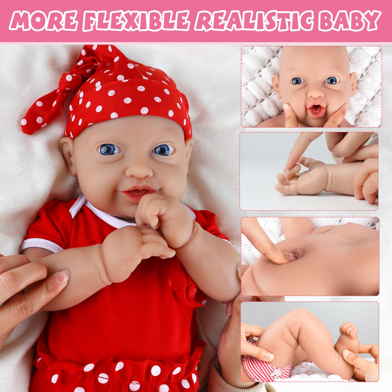 IVITA Silikon Reborn Baby Puppe Offener Mund Neugeborene Zwillinge Babypuppe Weiche Babypuppe Kann Schnuller Fressen Mädchen 30CM
