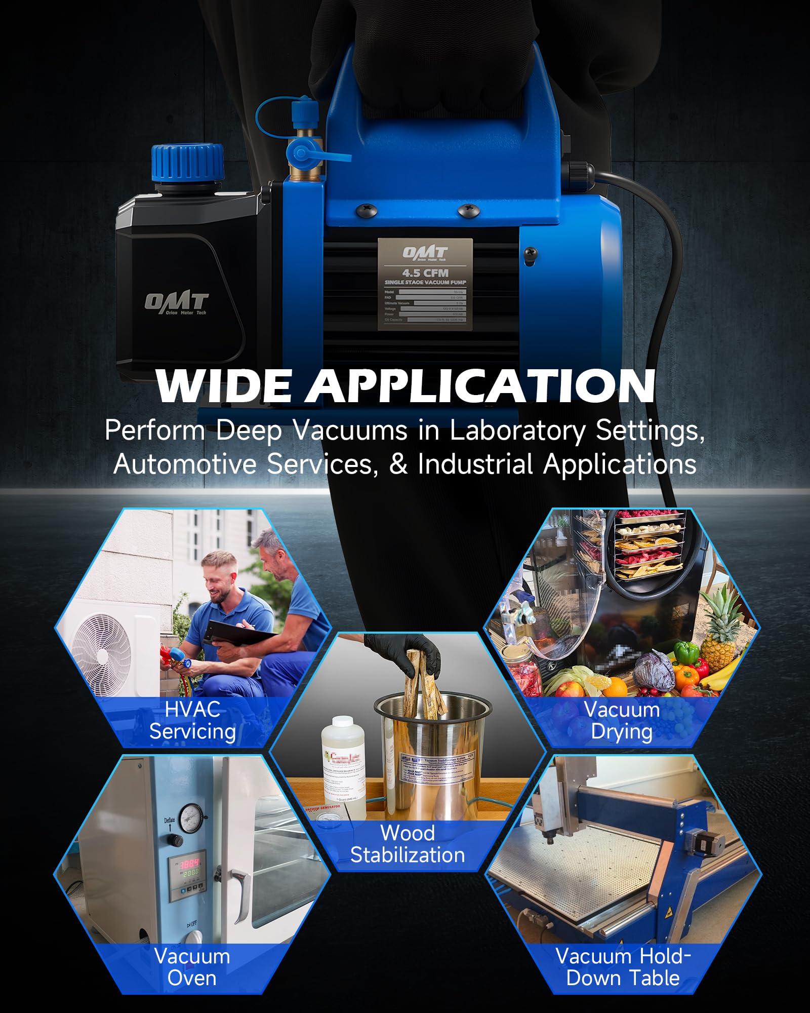 Orion Motor Tech - Pompa per vuoto, 3,5 cfm 1/3 hp HVAC, pompa per vuoto monostadio per R12 R22 R134a R410a R502, kit pompa per vuoto automatica per climatizzatore automobilistico, per