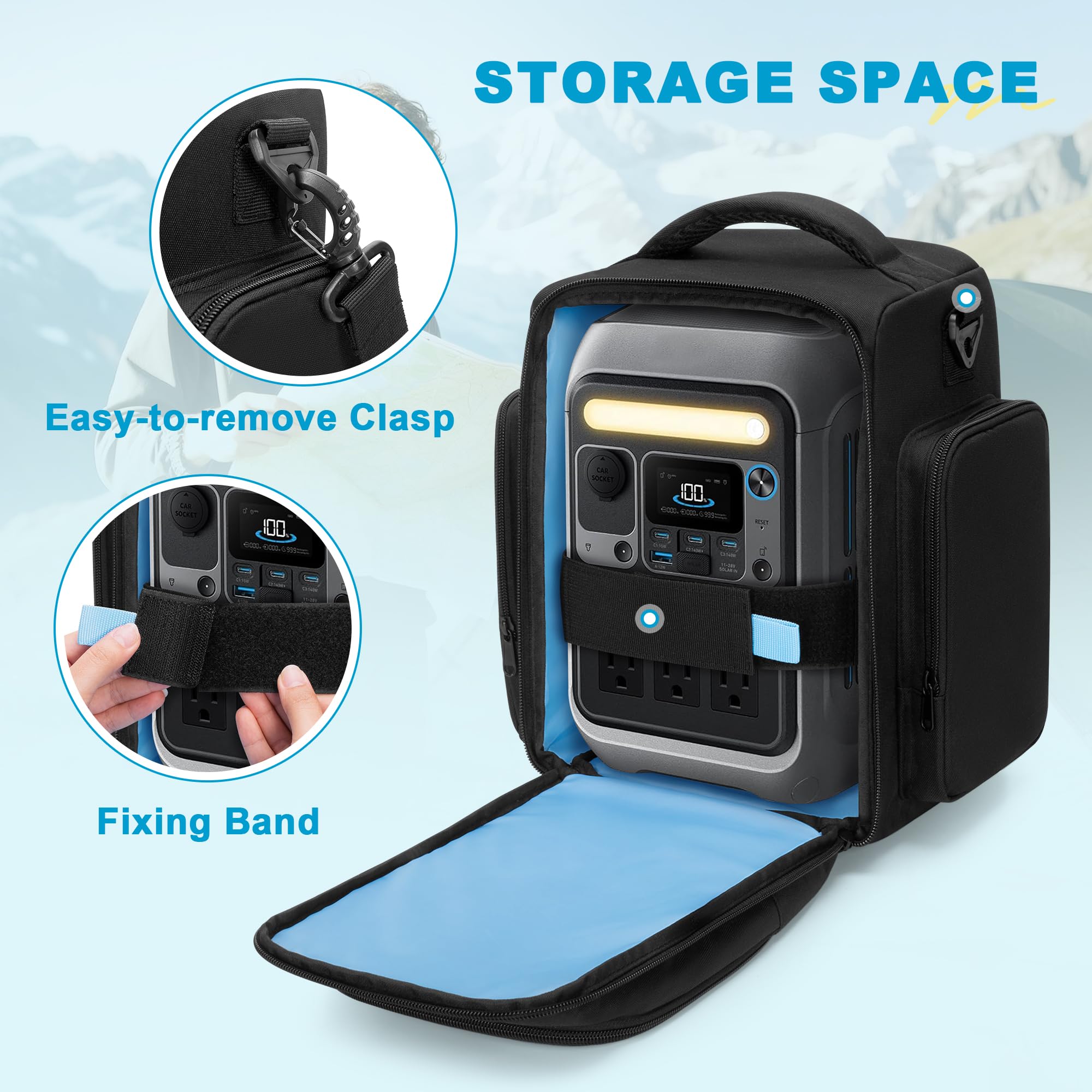 Trunab Torba kompatybilna z Anker SOLIX C300 Portable Power Station, outdoorowa torba generatora słonecznego z wieloma przegródkami, na kemping, w podróż i w sytuacjach awaryjnych