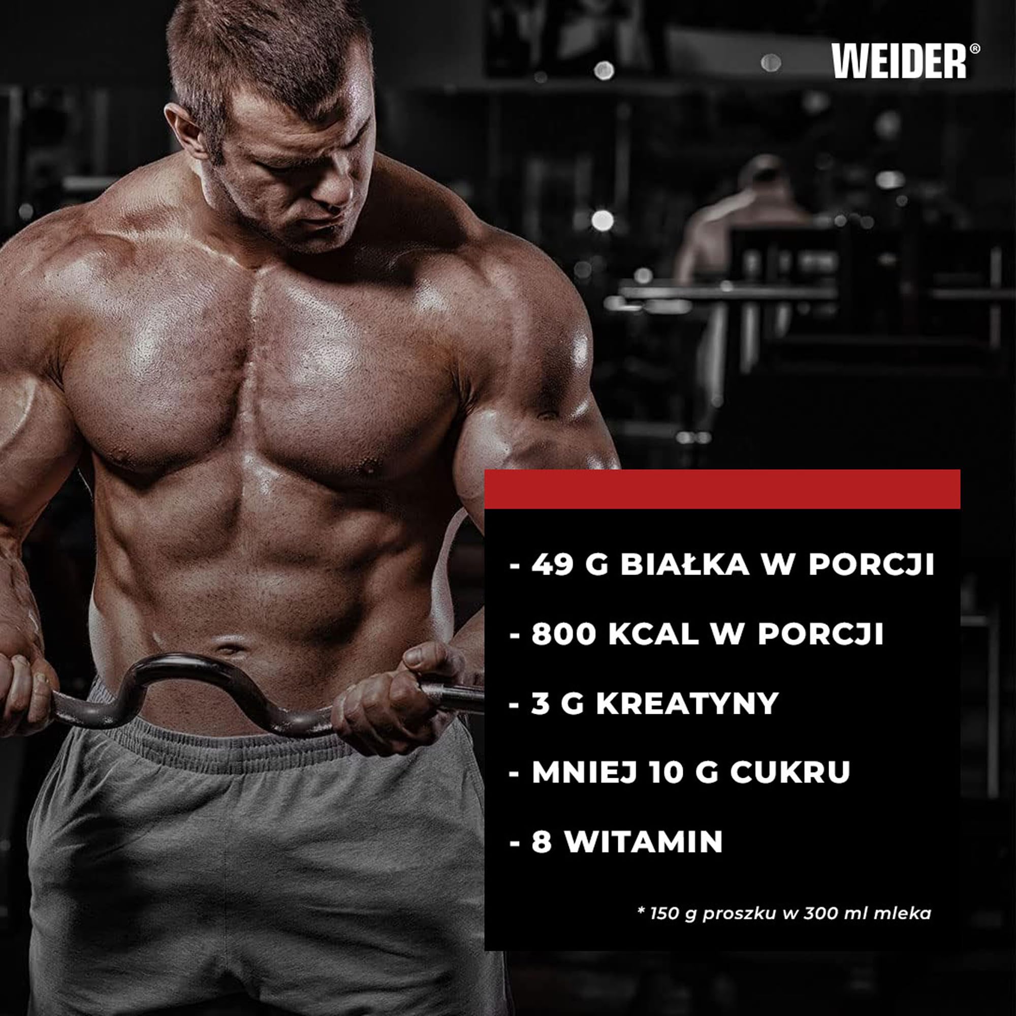 Weider Mega Mass 4000 3 kg - Legendarny Gainer z Węglowodanami, Białkiem, Monohydratem Kreatyny Creapure, Witaminami i Minerałami, Smak Czekoladowy