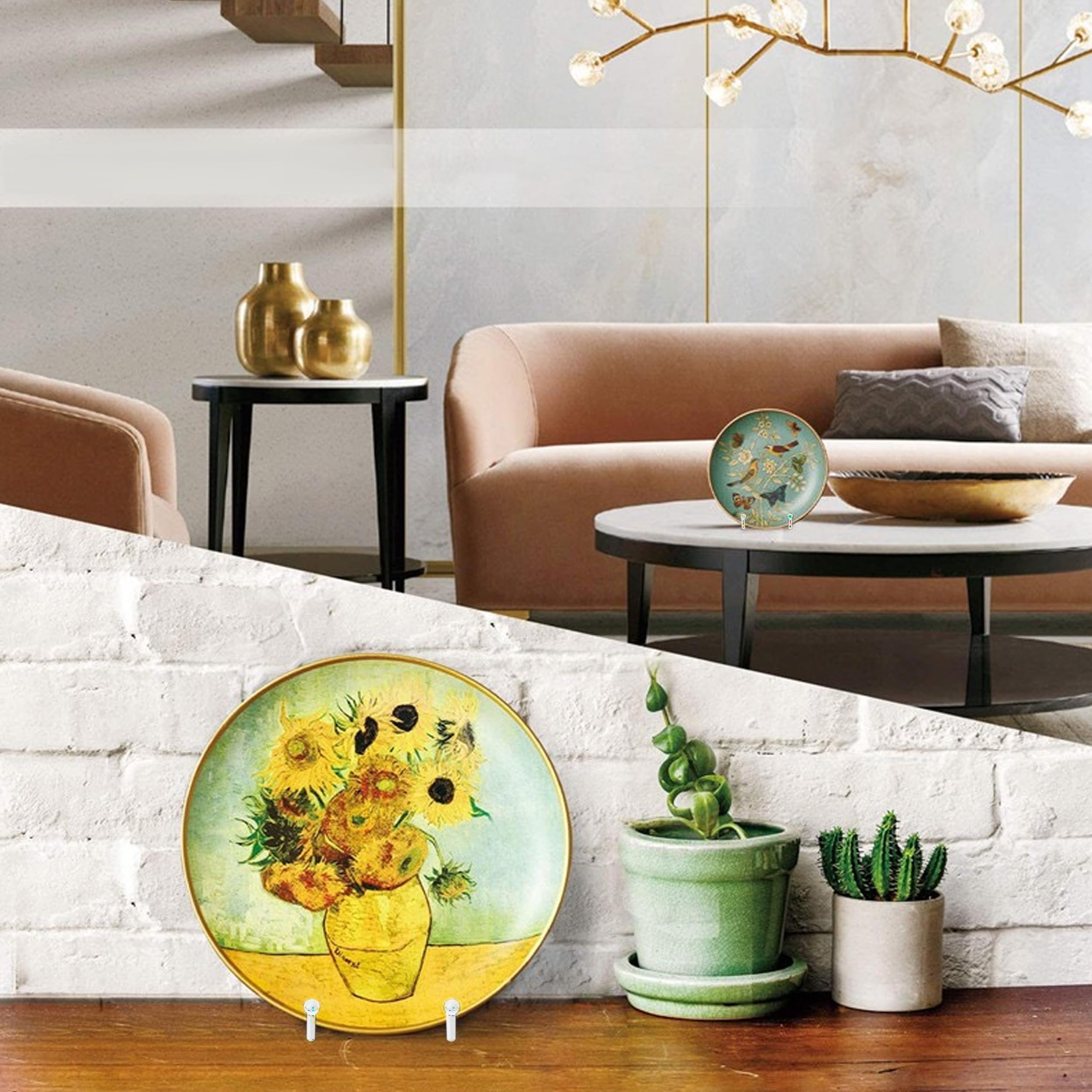 YqsIbth Plate Stands for Display 4 Pcs Metal Tabletop Picture Stand, 8.3*7.5cm for Photo Pictures Decorative Dish (White) - Image 4