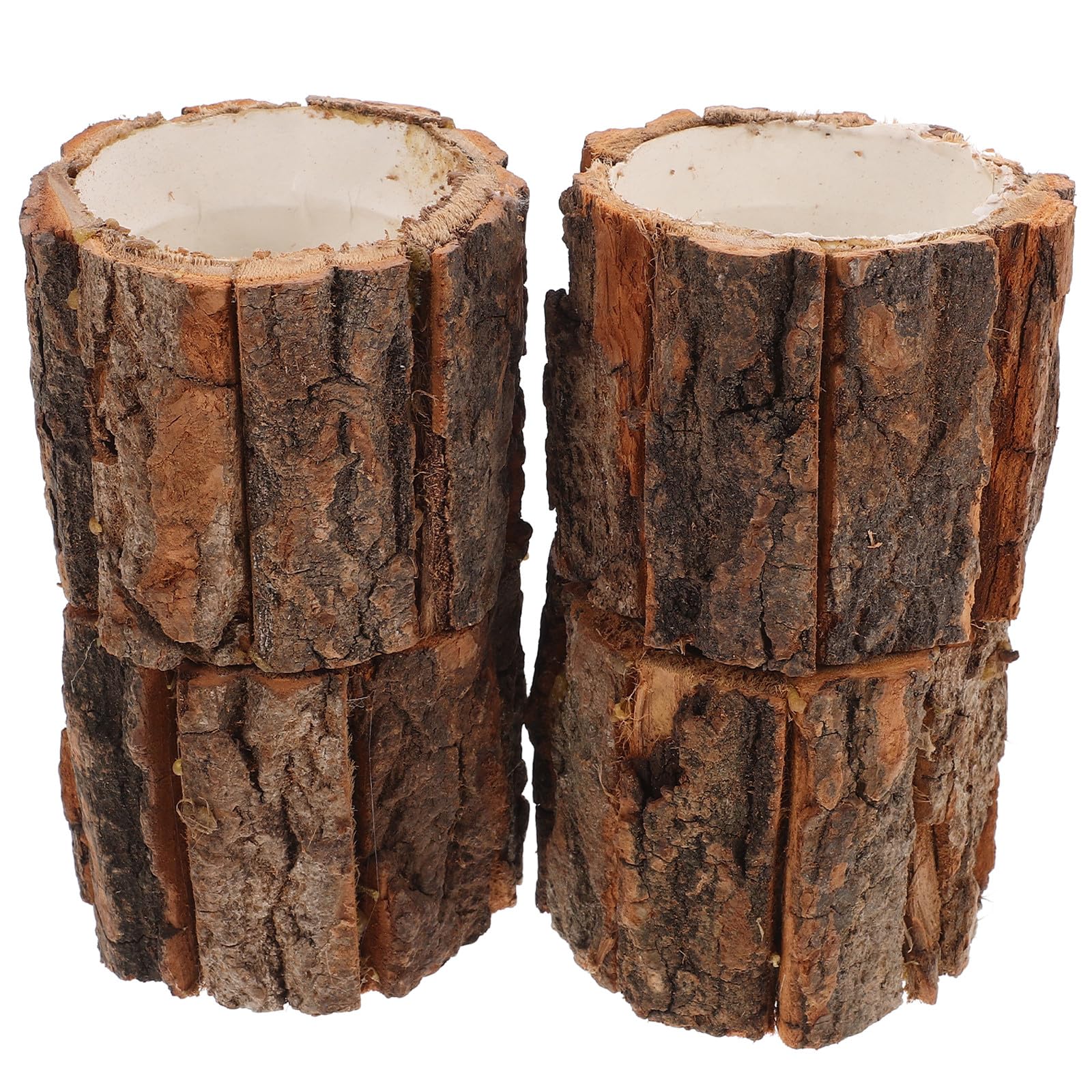 Jardinières en écorce de bois naturel rustique lot de 4 petits pots de fleurs créatifs 9x8cm