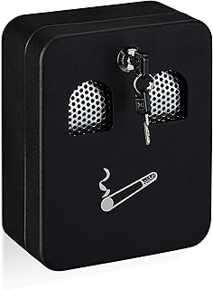 Relaxdays Cendrier Mural pour extérieur, matériel de Montage et clé, résistant aux intempéries, 20 x 16 x 8,5 cm, Noir