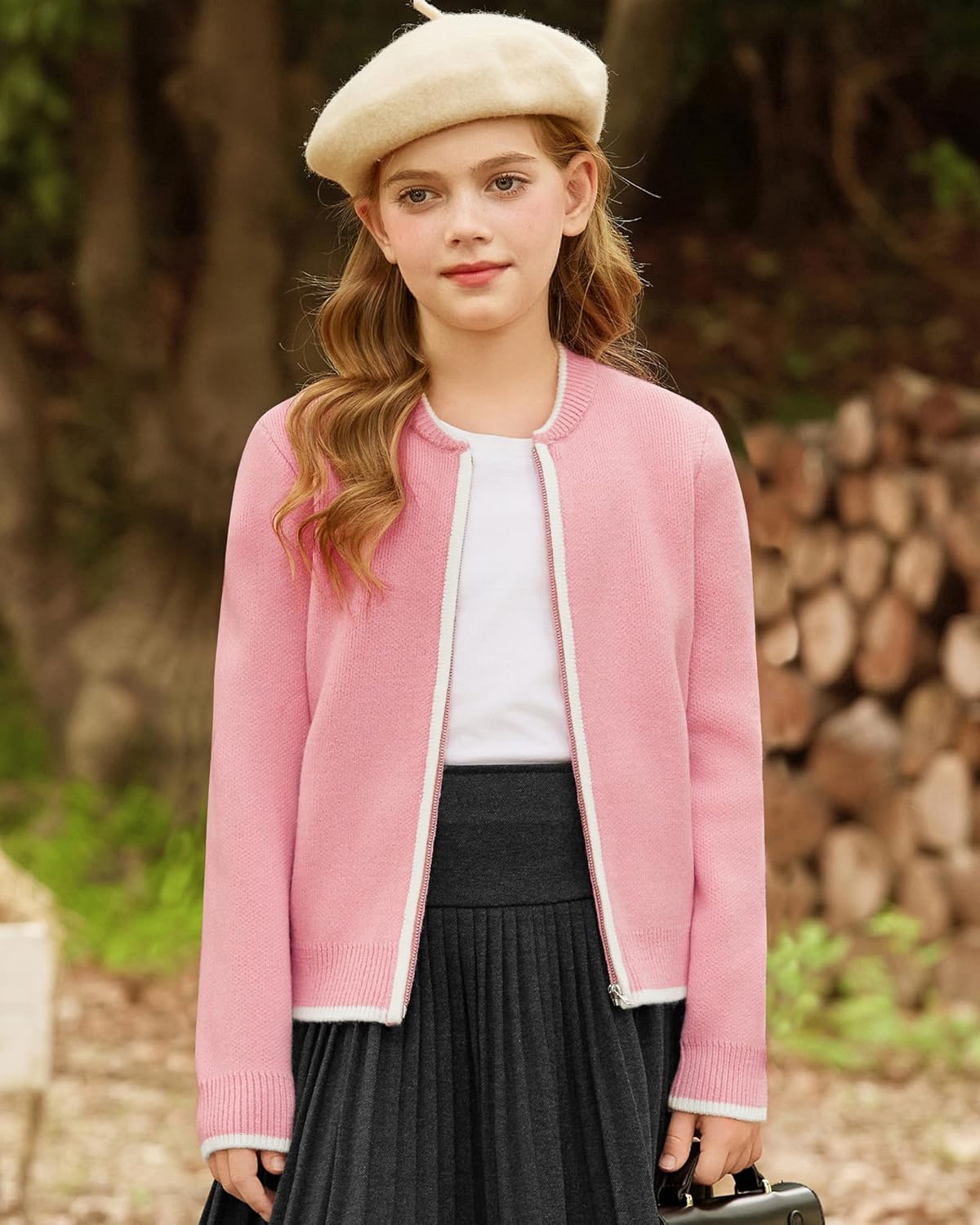 GRACE KARIN Girls Cardigan Knit Zip Uniform Sweater School Winter with Pockets 6-14Y - Image 5