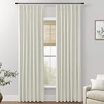 Beige Linen Blackout Curtains 84 Inch Long,Black Out Pinch Pleated Room Darkening Rustic Vintage Curtains for Living Room 2 Panels