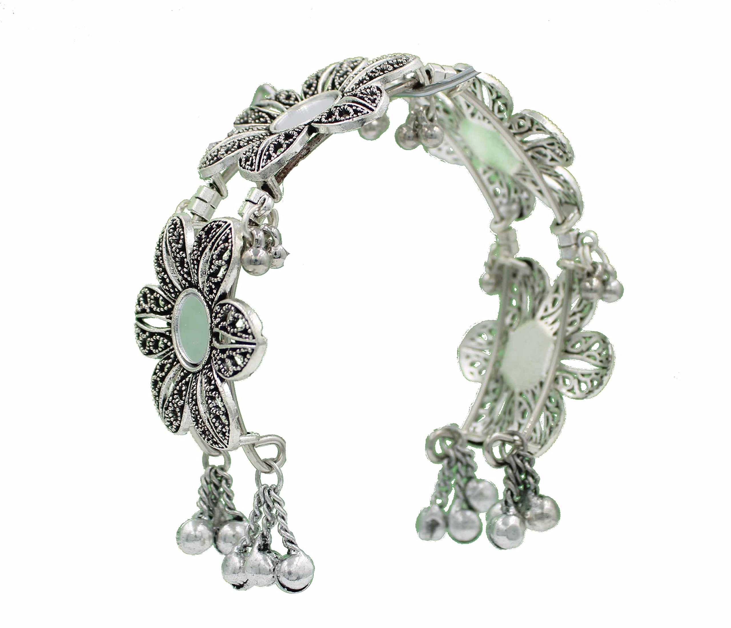 Gurjai Oxidized Silver Adjustable Light Weight Flower Design Kada for Women & Girls (B0BHKXVMWV) Amazon Price History, Amazon Price Tracker