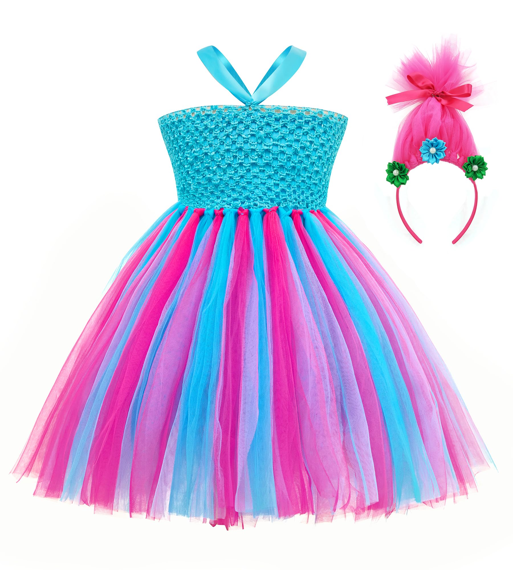 Trolls Costumes Little Girls Cosplay Princess Poppy Birthday Halloween Toddler Kids Baby Tutu Dresses