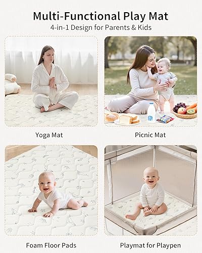 Miniatura 7 de Tapete de juego para bebés, tapetes de espuma suave para bebés, tapete de gimnasio para actividades boca abajo, esenciales para bebés y niños