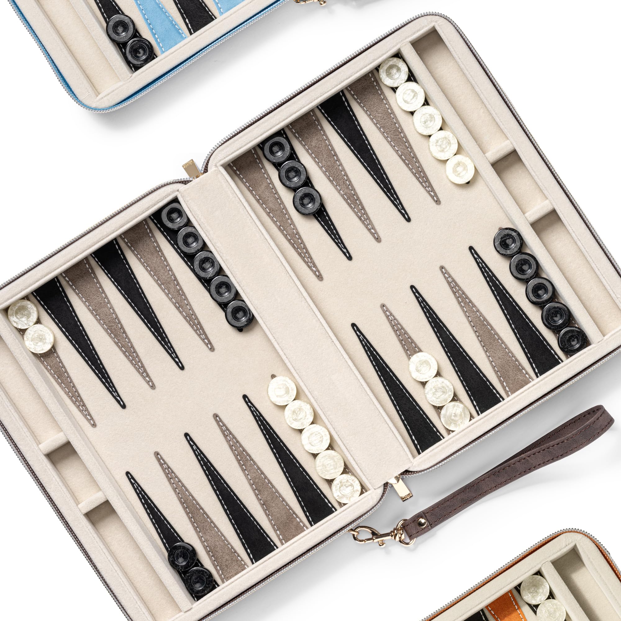Set da backgammon da 23,9 cm per adulti, classico gioco da tavolo con custodia pieghevole in ecopelle, set da viaggio portatile da backgammon (marrone)