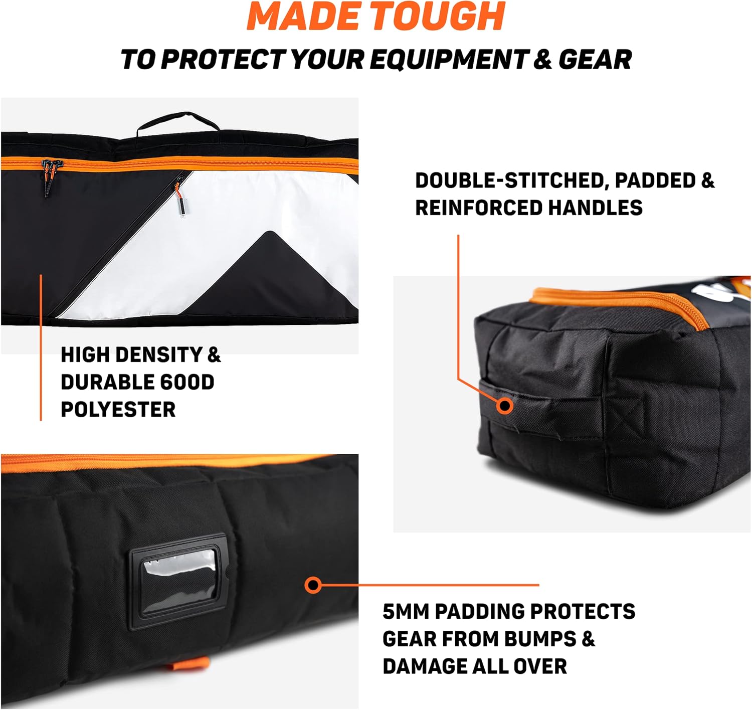 Premium Padded Ski or Snowboard Bag for Air Travel - Snowboard Ski Travel Bags for Flying - Fits Clothes, Boots, Helmet, Poles & Skiing Accessories - Ski Luggage Bags Travel Case : Sports & Outdoors