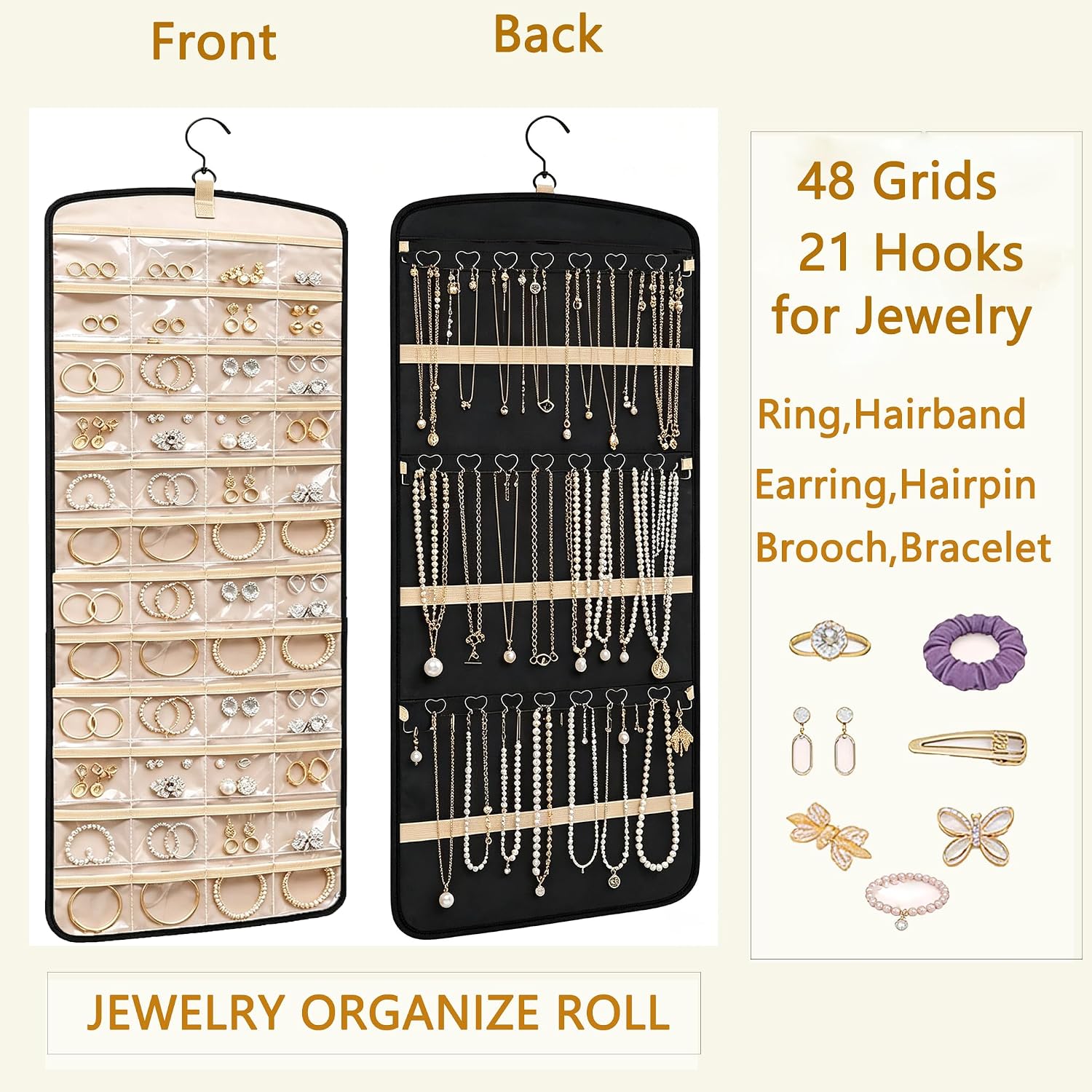 Hanging Jewelry Organizer, 1Pcs Double-Sided Jewelry Organizers and Storage