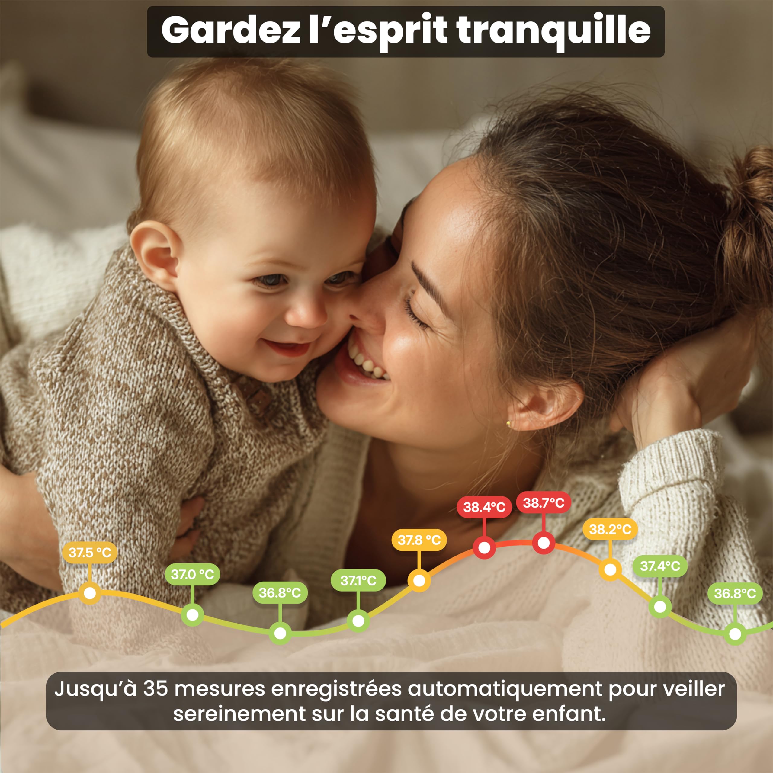 Pack Duo Thermomètre Frontal Bébé Sans Contact (Précision selon l'Âge) & Numérique Oral & Rectal – Marque Française – Idéal Naissance – Précis & Silencieux – Enfant & Adulte – CE Médical