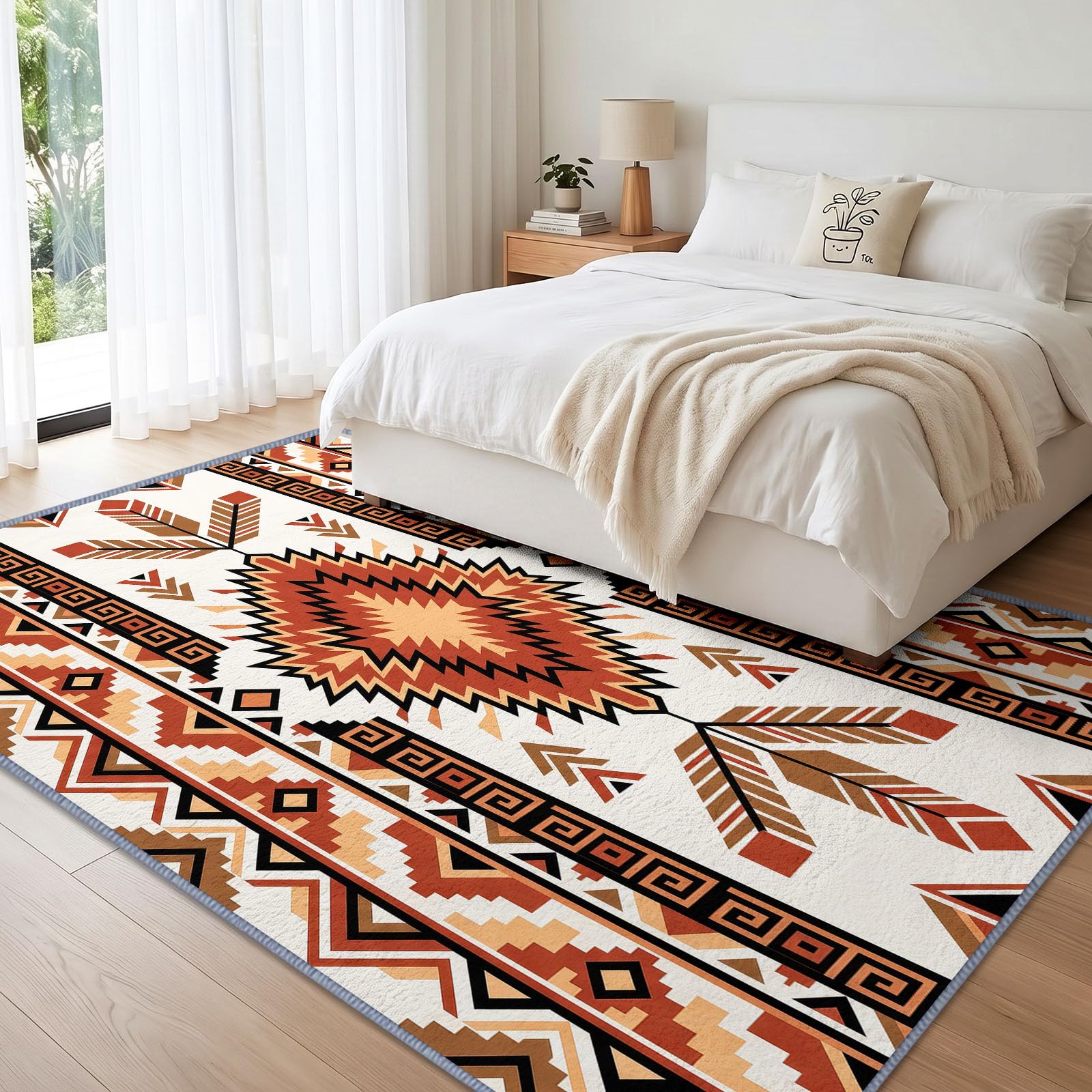 Totem Losange Dentelé Étoilé Tapis Salon Antidérapant Lavable 180x240cm