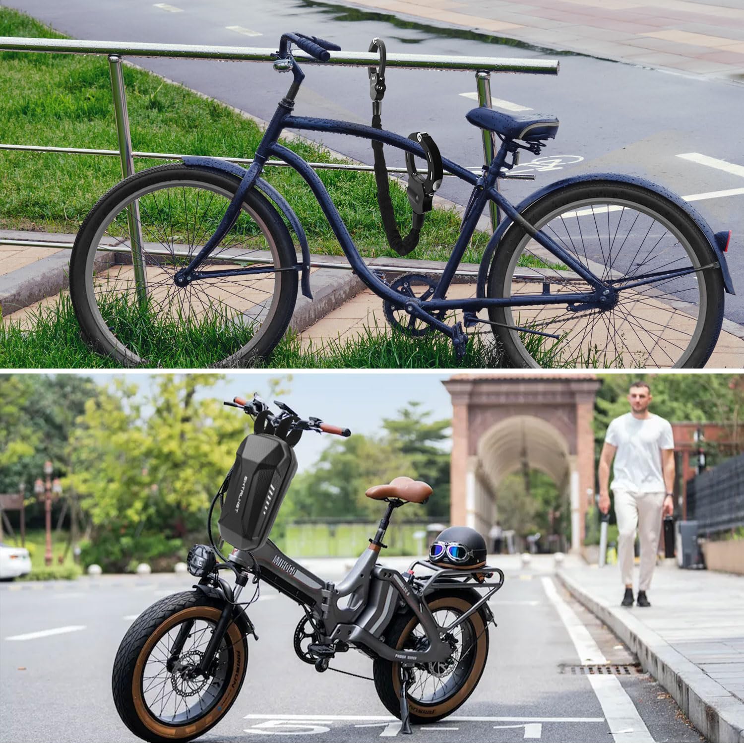 E Scooter Schloss, Handschellenschloss, Schloss für E Scooter mit Rollertasche, Fahrrad Zubehör, Schnittfestes Rollenschloss, Handschellen Kabelschloss für Segway, Ninebot, Xiaomi, NIU Scooter
