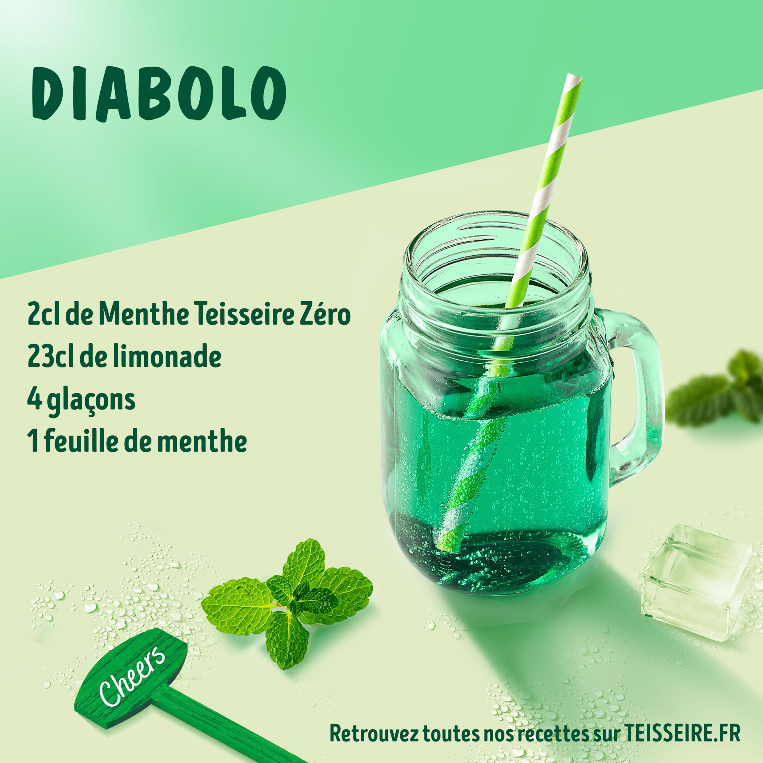 Lote de 6 siropes de menta Teisseire Zero azúcar