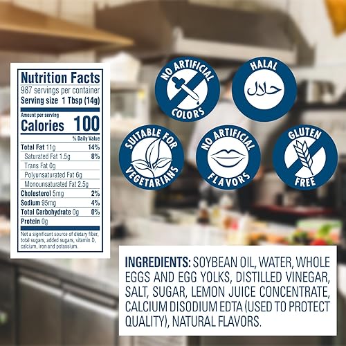 Miniatura 7 de Hellmann's Cubo de mayonesa real, condimento para sándwiches, ensaladas, mayonesa hecha con huevos 100% sin jaulas, sin gluten, 30 libras, 4