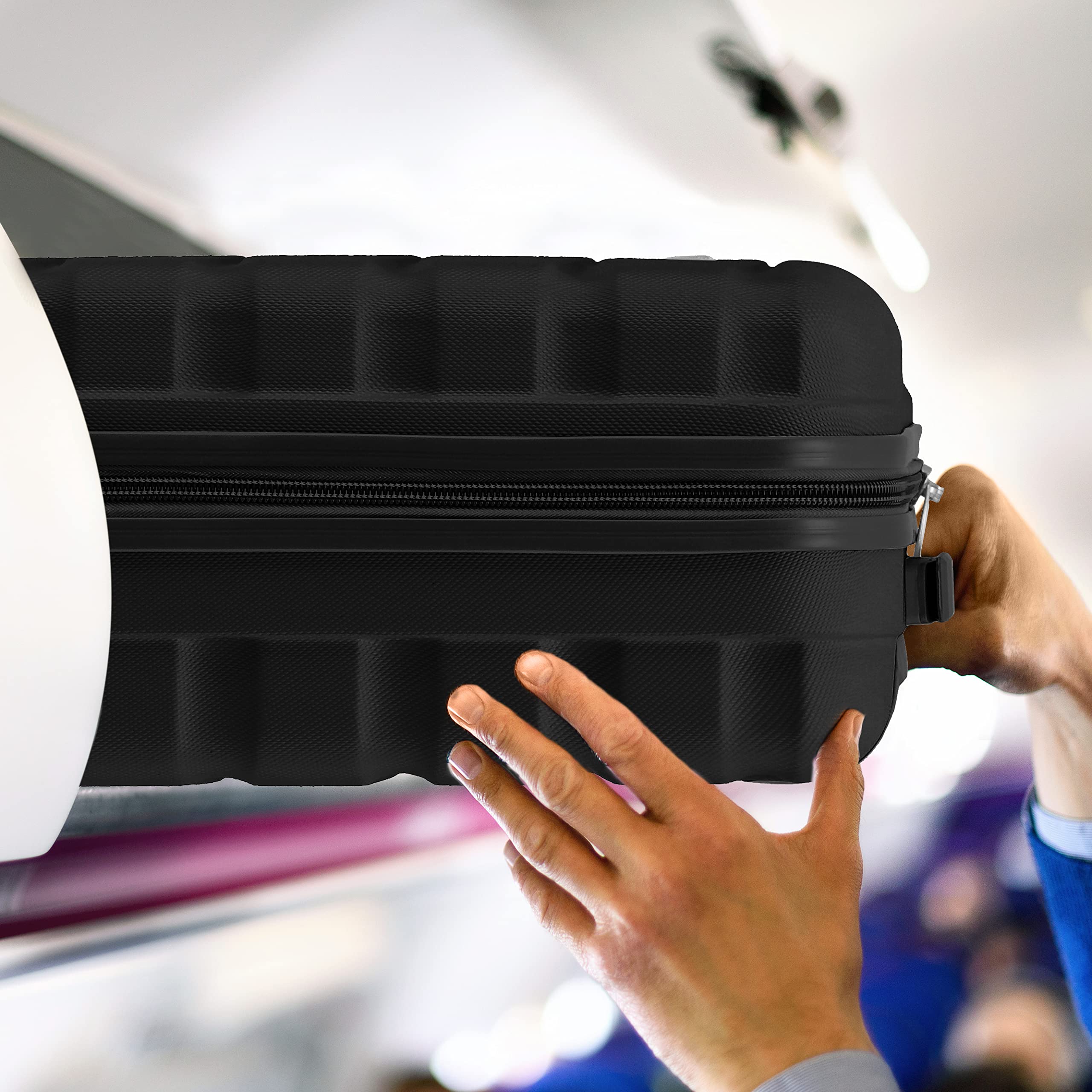 Flight Knight 55 x 40 x 23 cm Cabin Bag, Suitcase for Lufthansa & Over 30 Airlines Including British Airways, EasyJet Travle Bag- Lightweight Durable 4 Wheel Carry On Suitcase, Hard Shell- 55x40x23