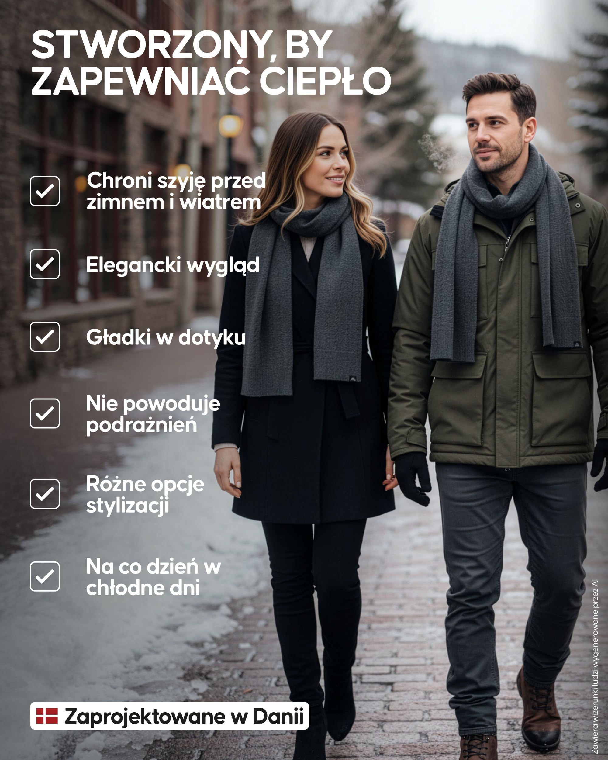 DANISH ENDURANCE Szalik z Wełny Merino Najwyższej Jakości, Miękki, Ciepły Szalik, na Zimę, dla Mężczyzn i Kobiet