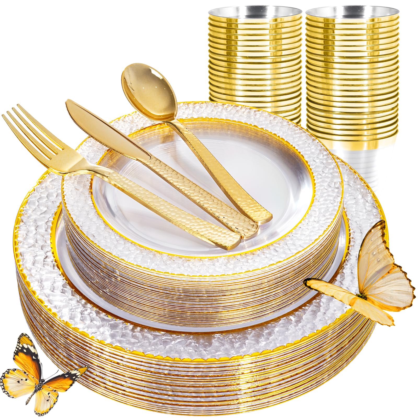 Amazon.com: Ciaell 150PCS Clear Gold Plastic Plates - Disposable