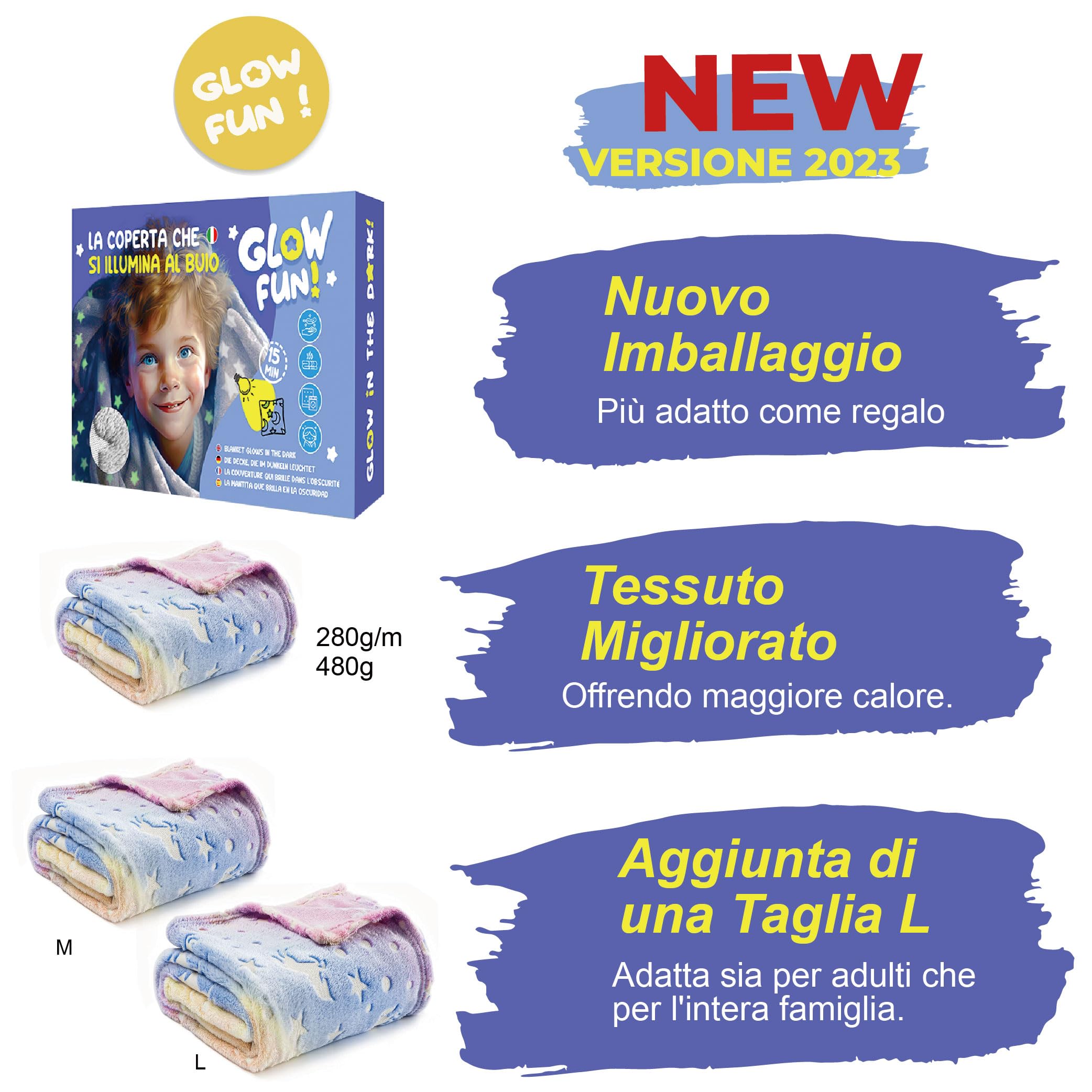 Unicorno Glow Kids Coperta Che Si Illumina Al Buio 130x150 Cm