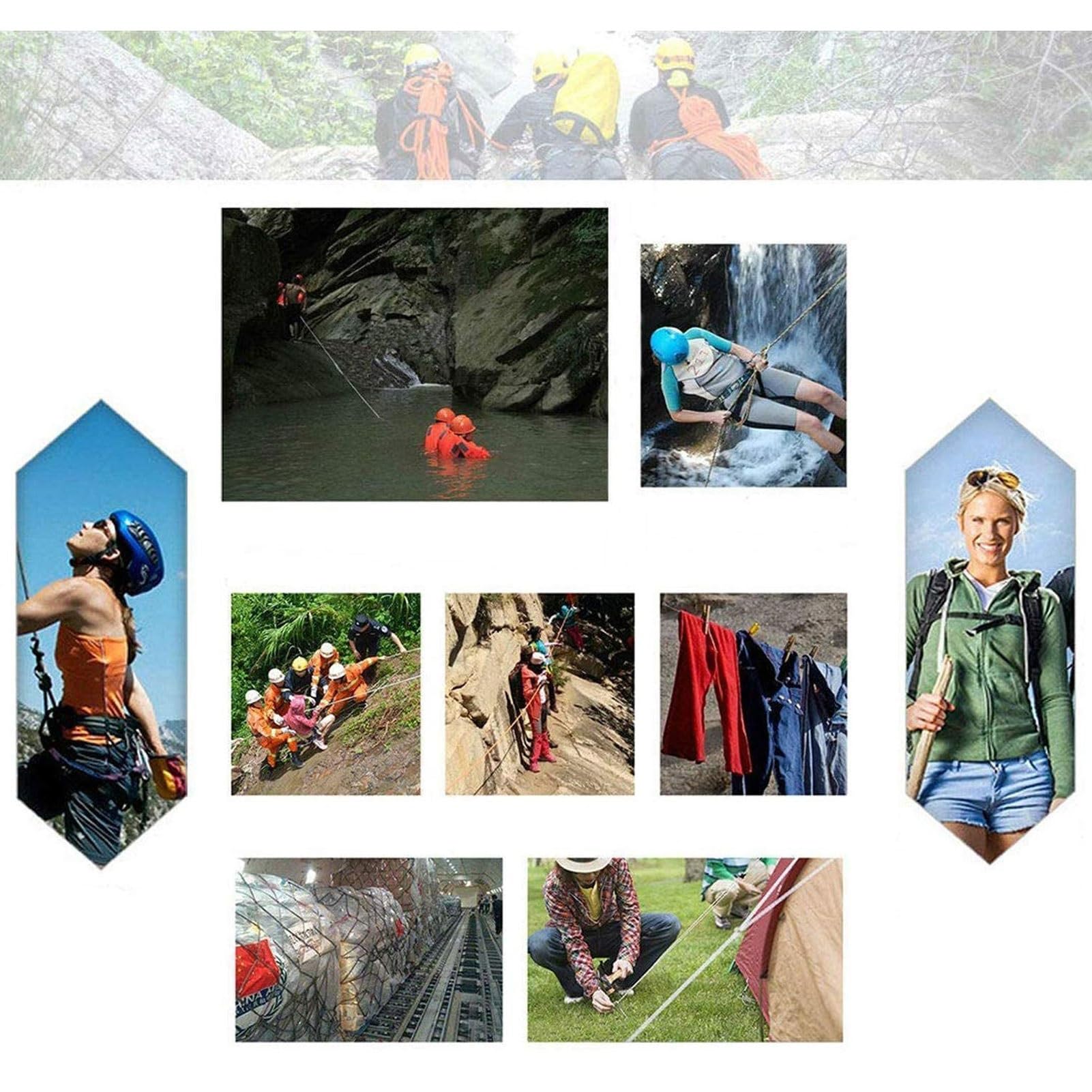 Outdoor-Kletterseil, 10 mm Durchmesser, 9,8 m, 25 m, 50 m, 100 m, 150 m, 199,9 m, statisches Kletterseil, Nylonseil, Eiskletterausrüstung, Feuerrettung, Fallschirmseil mit 2 Stahlhaken