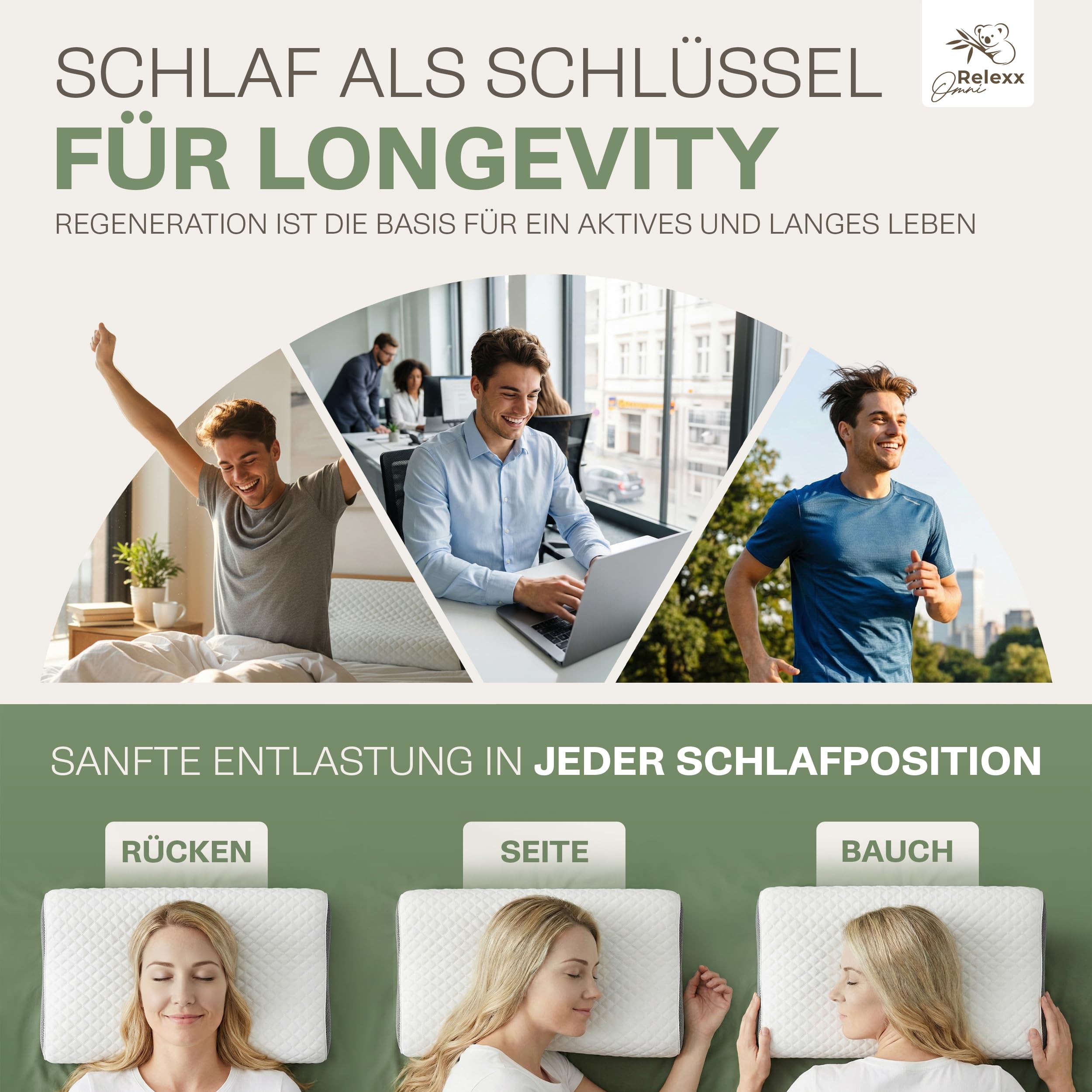 Ergonomisches Nackenstützkissen – Pillow - Seitenschläferkissen | Atmungsaktives Nackenkissen - Kissen - Reisekissen - Kühlendes Kopfkissen – Premium Memory Foam Kissen - Schlafkissen