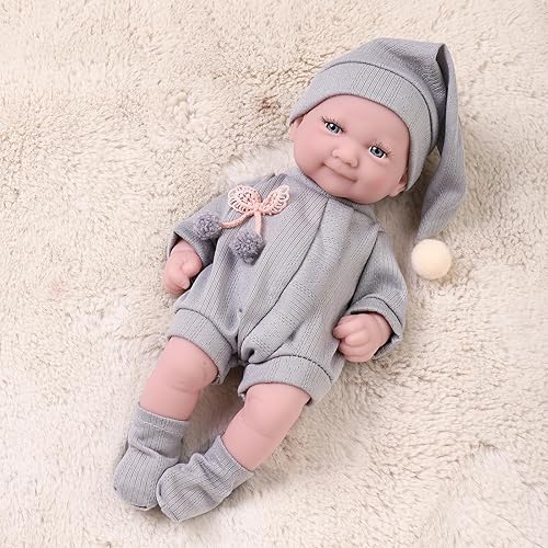 Miniatura 4 de Muñecas de vinilo de 11 pulgadas, muñecas de bebé Reborn grandes para niños y niñas, con calcetines de ropa de bebé, sombrero