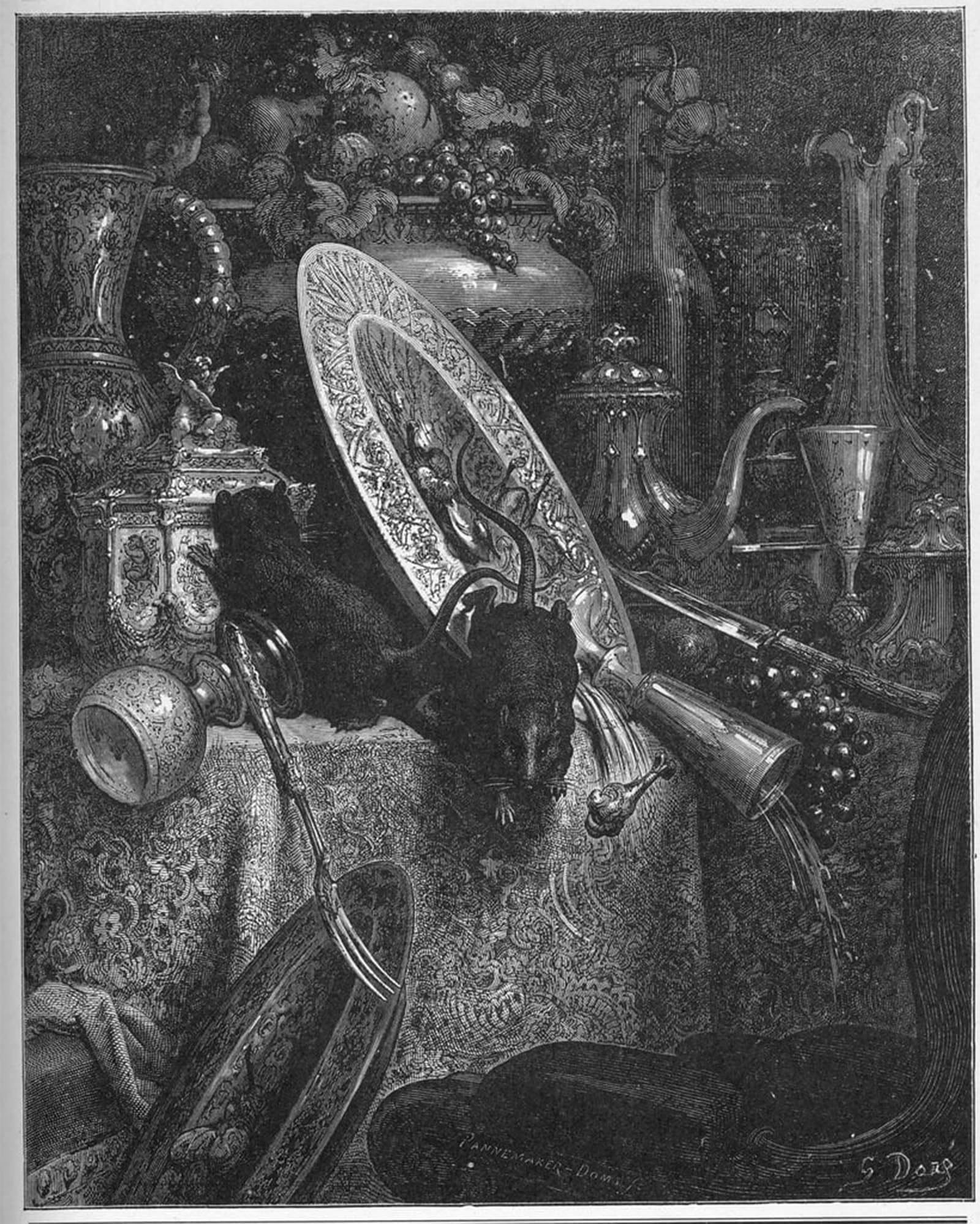 POSTERIIk Famous Animal Posters Vintage Picture the Town Mouse and the Country Mouse by Gustave Dore Modern Wall Decor for Home Decor 60x90cm