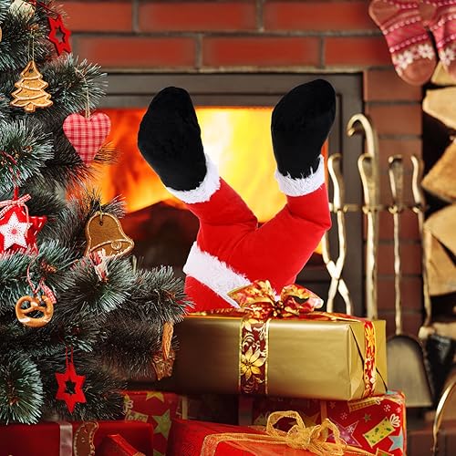 Vista 9 de Christmas Leg 1pc Red Santa Fake Legs Christmas Tree Leg Ornament Santa Stuffed Leg Stuck in Tree for Christmas Tree Decorations (Red) Christmas