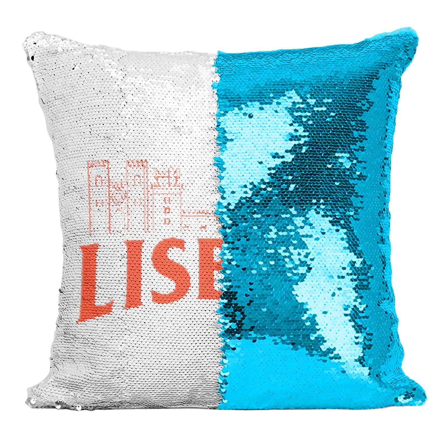Coussin Sequin Turquoise Lisboa : décoration salon et souvenir de voyage au Portugal