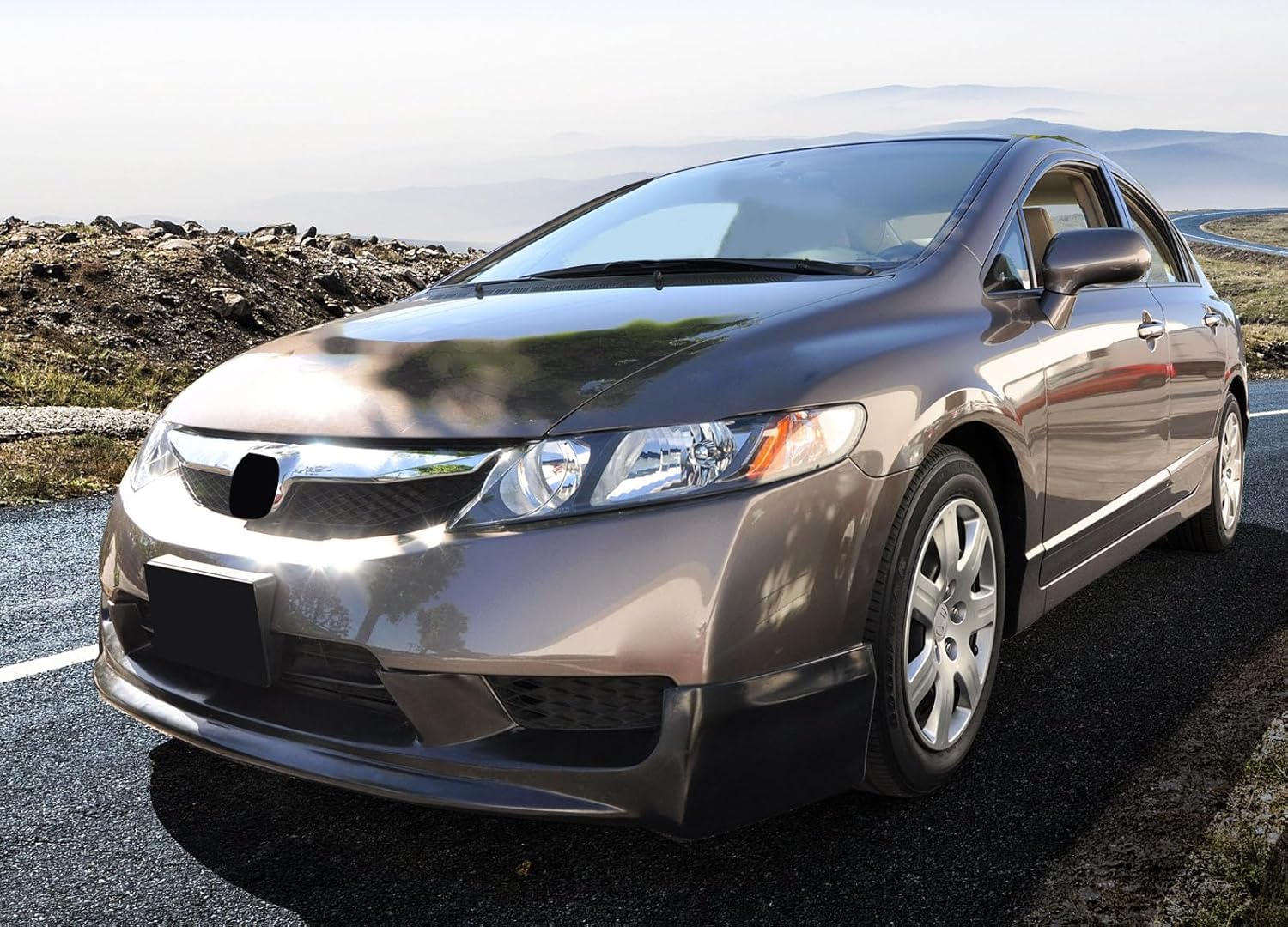 Front Bumper Lip Compatible with 2009-2011 Honda Civic 4Dr Sedan, JDM Style Black PU Spoiler Bodykit by IKON MOTORSPORTS 2010