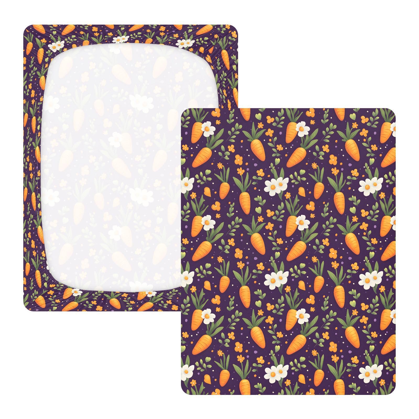 Drap-housse pour lit de bébé motif carotte pour garçons et filles 71,1 x 132,1 cm