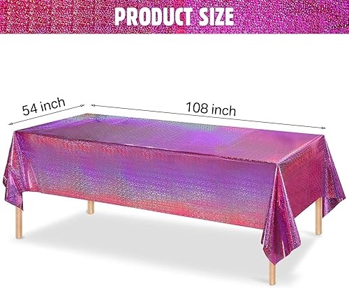 Miniatura 2 de Irenare Paquete de 3 manteles de plástico iridiscentes con láser, papel de aluminio holográfico para niñas, fiestas, bodas, discotecas, bailes,