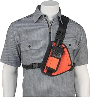 RCH-101OR (Orange) Radio Chest Harness Shoulder Radio Holster Chest Pack Adjustable Single Radio Pouch Two-Way Radio Holster for Motorola Radios and Walkie Talkies RCH-101OR Made in USA