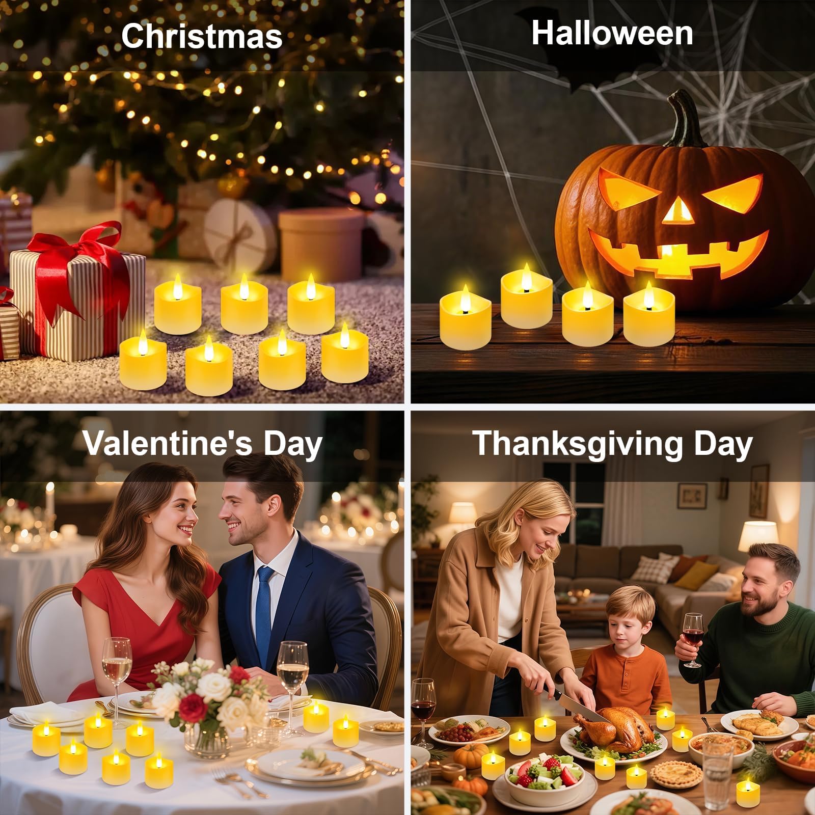 YiaMia Confezione da 12 lumini magnetici a LED ricaricabili, possono durare oltre 100 ore, senza fiamma, luce LED senza fiamma, con base di ricarica, telecomando e timer 24 ore, candela a batteria per