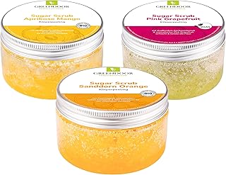 GREENDOOR Körperpeeling SPARSET Sugar Scrub FRUCHT 690g, 3 Zuckerpeeling, natürlich ohne Mikroplastik, Naturkosmetik vega...