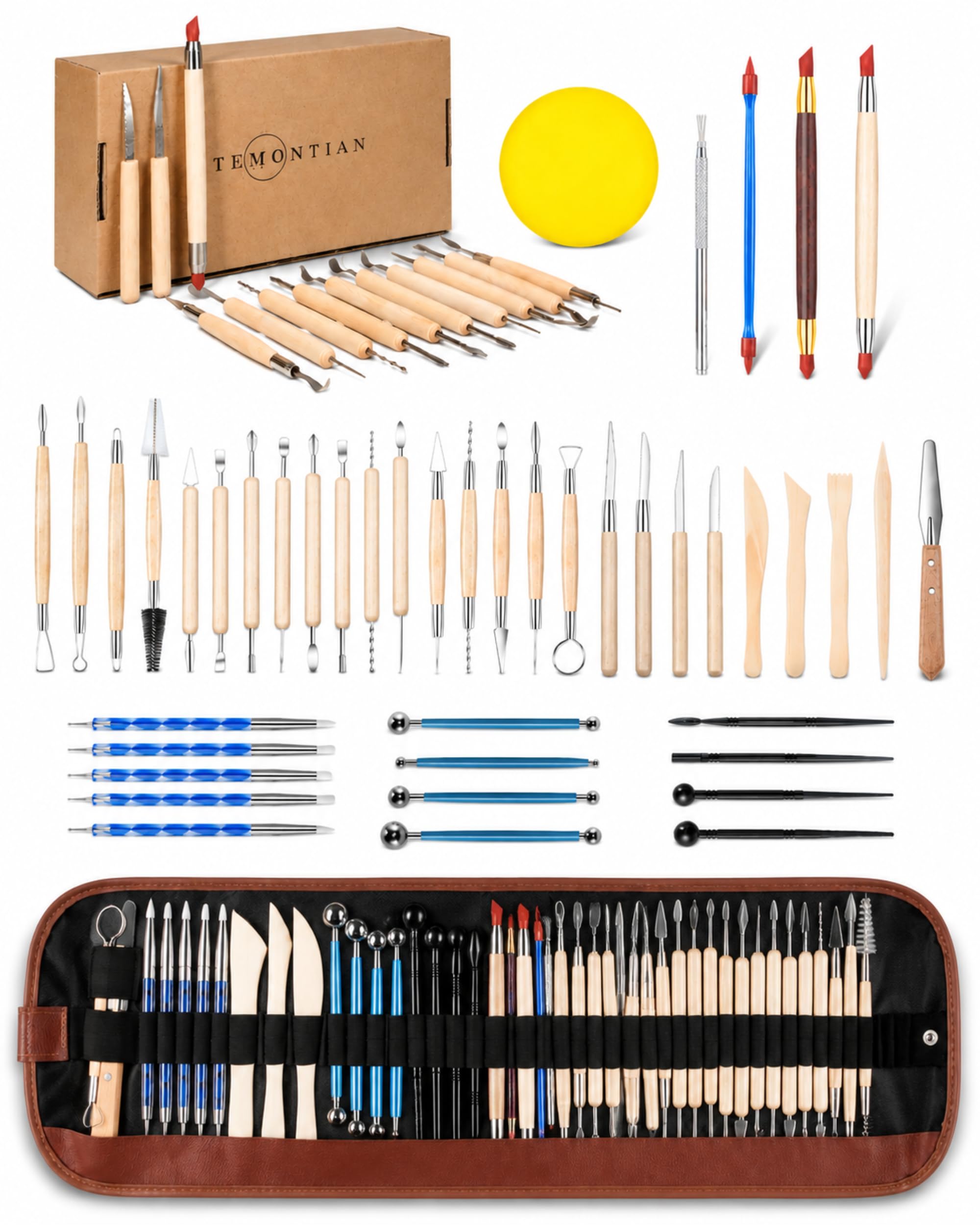 TEMONTIAN 44-Piece Clay Sculpting Tools