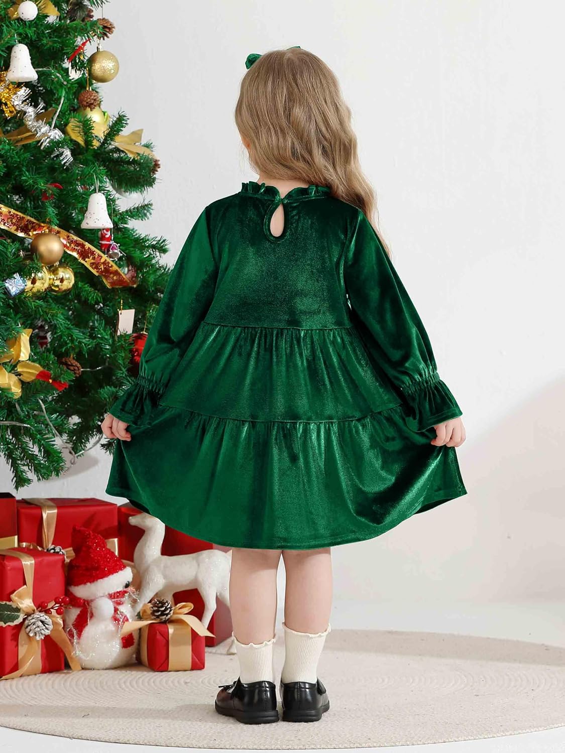 Baby and Toddler Girls Velvet Dresses Christmas Dress Long Sleeve Birthday Party Playwear Dress Fall Winter Clothes - Image 6