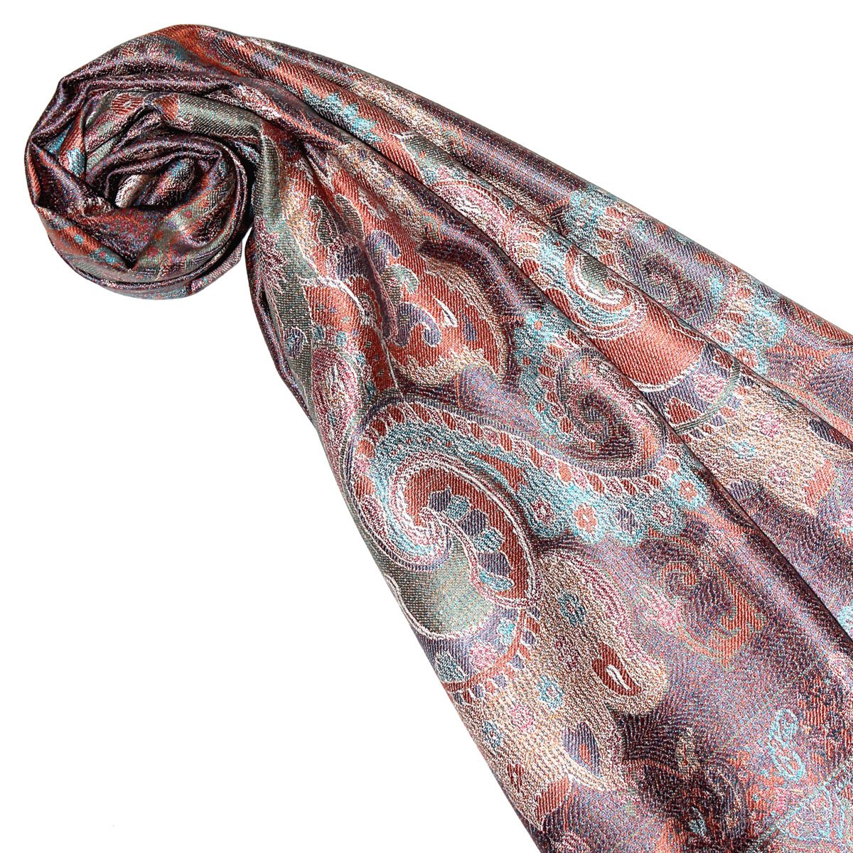 LORENZO CANA Pashmina pour la femme - écharpe de 100% soie avec les mesures de 35 x 160 cm - fait à la main – souple élégant en violet bleu ciel bois de rose rouge